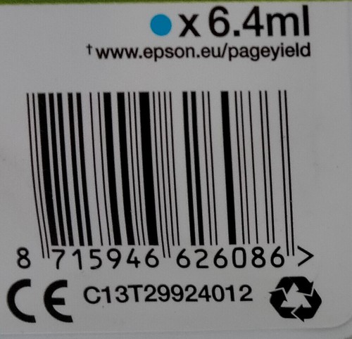 Epson, 29XL Cyan, Original (6.4ml), Inkjet Cartridge (C13T29924012) OVP 2025 - Afbeelding 3 van 5