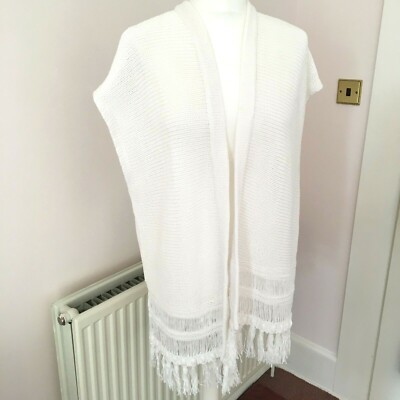 NEU Lilly Pulitzer Bedford weiß Baumwolle Strick Kurzarm Fransen Cardigan S M