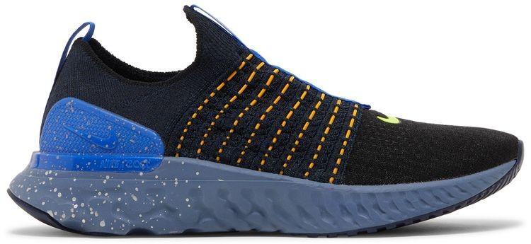 Nike React Phantom Run Flyknit 2 Black Volt Royal Blue DZ4849-001 Mens Size 8 Nike React Phantom Run Flyknit 2 Black Volt Royal Blue  main image 2