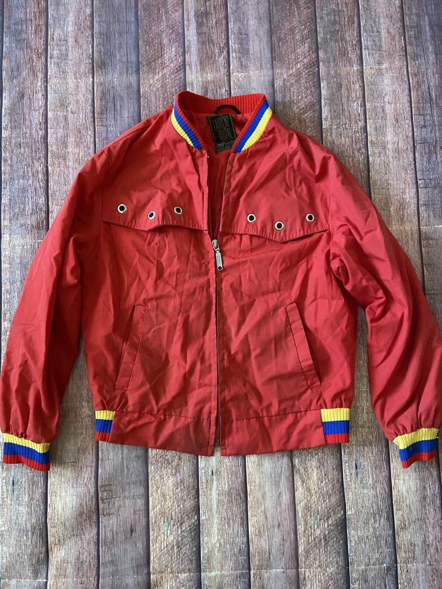 Vintage 80's Laurenz Trupal Red Jacket Woman S Stripes Yellow Blue