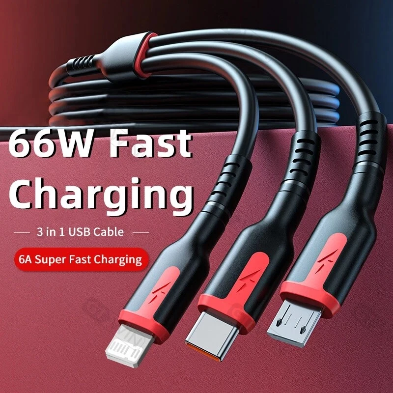 3 in 1 Fast Charging Cable USB Type C Charger For Samsung S24 Ultra S23 S22 S20 - Image 2 of 4