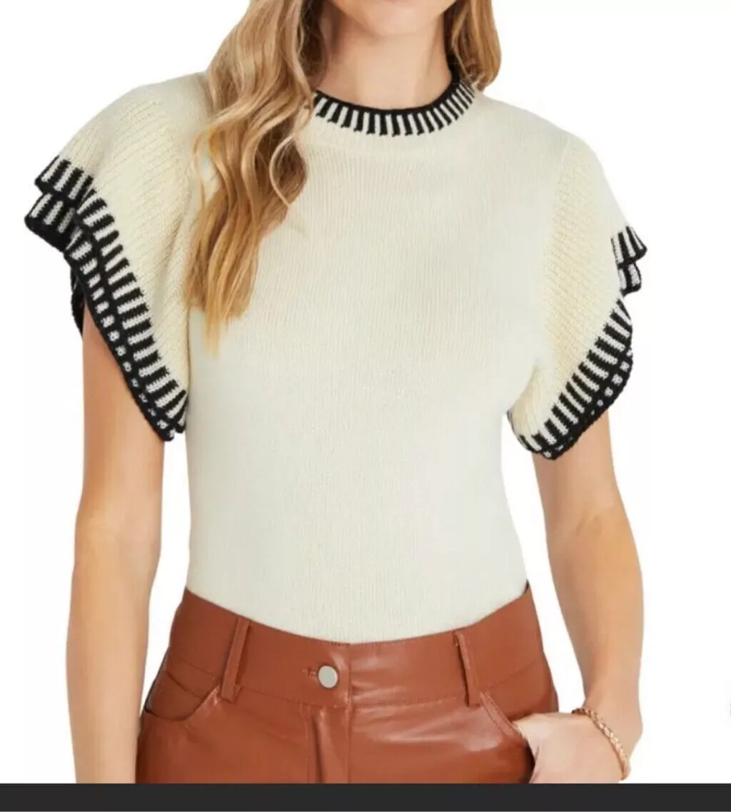 Cream short sleeve sweater cheap