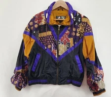 Vintage HTF 1990s Abstract Metallic RE Sport Nylon Windbreaker Jacket Size Small