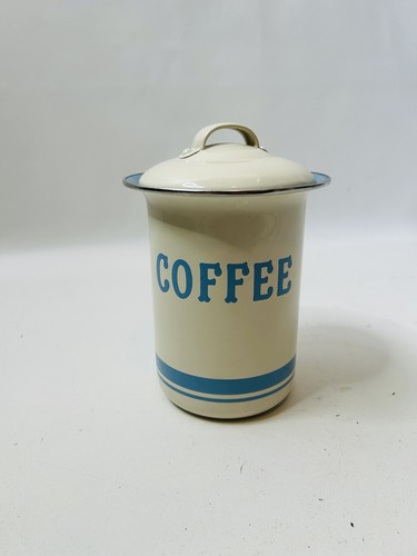 Vintage 90s White Tin Kitchen Coffee Tea Sugar Canisters Jars Primitive Farmhous - Picture 7 of 8
