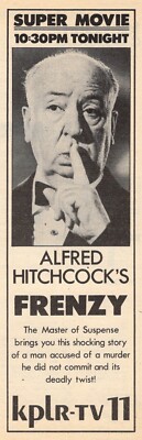 1980 TV MOVIE AD / ALFRED HITCHCOCK / FRENZY / MAN is WRONGLY ACCUSED OF MURDER
