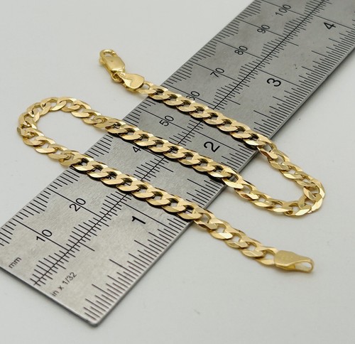 9ct Yellow Gold 5mm Curb Bracelet 7.5 Inch 375 HALLMARKED - Picture 3 of 9