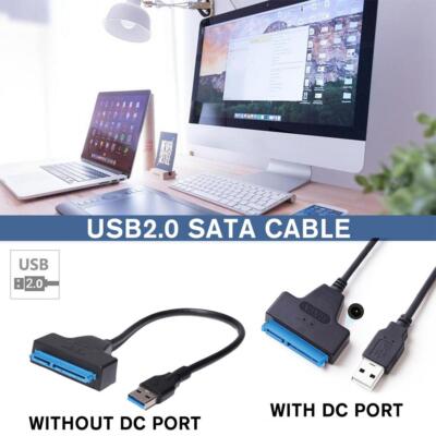 USB 2.0 To SATA 22 Pin 2.5 Inch Hard Disk Drive SSD Adapter Connector Lead CNew~