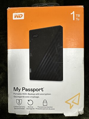 WD My Passport 1TB External USB 3.0 Portable Hard Drive - Black