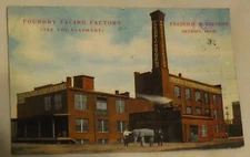 1916 Foundry Facing Factory Frederic B Stevens Detroit MI postcard VTG elephant