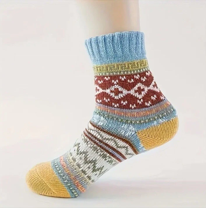 Mujeres Crew Cálido Térmico Lana Merino Reno Fair Isle Diseño Bota Calcetines holgados Foto 3 de 4