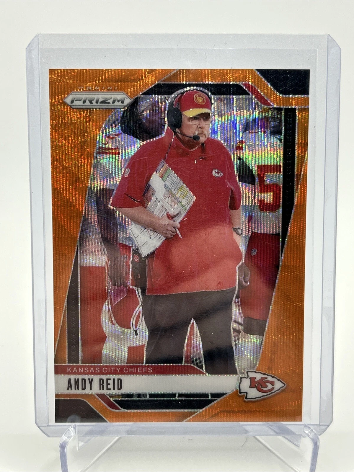 Andy Reid 2024 Panini Prizm Orange Wave /60 Kansas City Cheifs #145