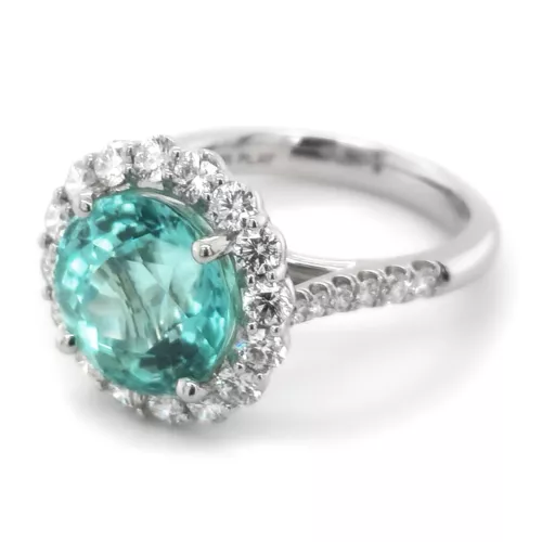 Natural Paraiba Tourmaline Ring 6.26ct Diamonds 1.20ct in Platinum GIA Certified