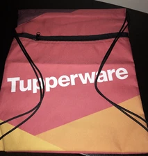 Consultant - Tupperware Pink / Orange Drawstring Backpack Cinch Bag 16 x 13New