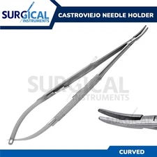 Castroviejo Needle Holder 5.5" Curved Serrated Surgical Dental German Grade