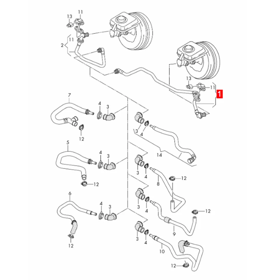 OE Brake Vacuum Booster Tube Hose w/Check Valve for Audi A6 C7 2.0L 2.8L 2012-18 - Image 3 of 4