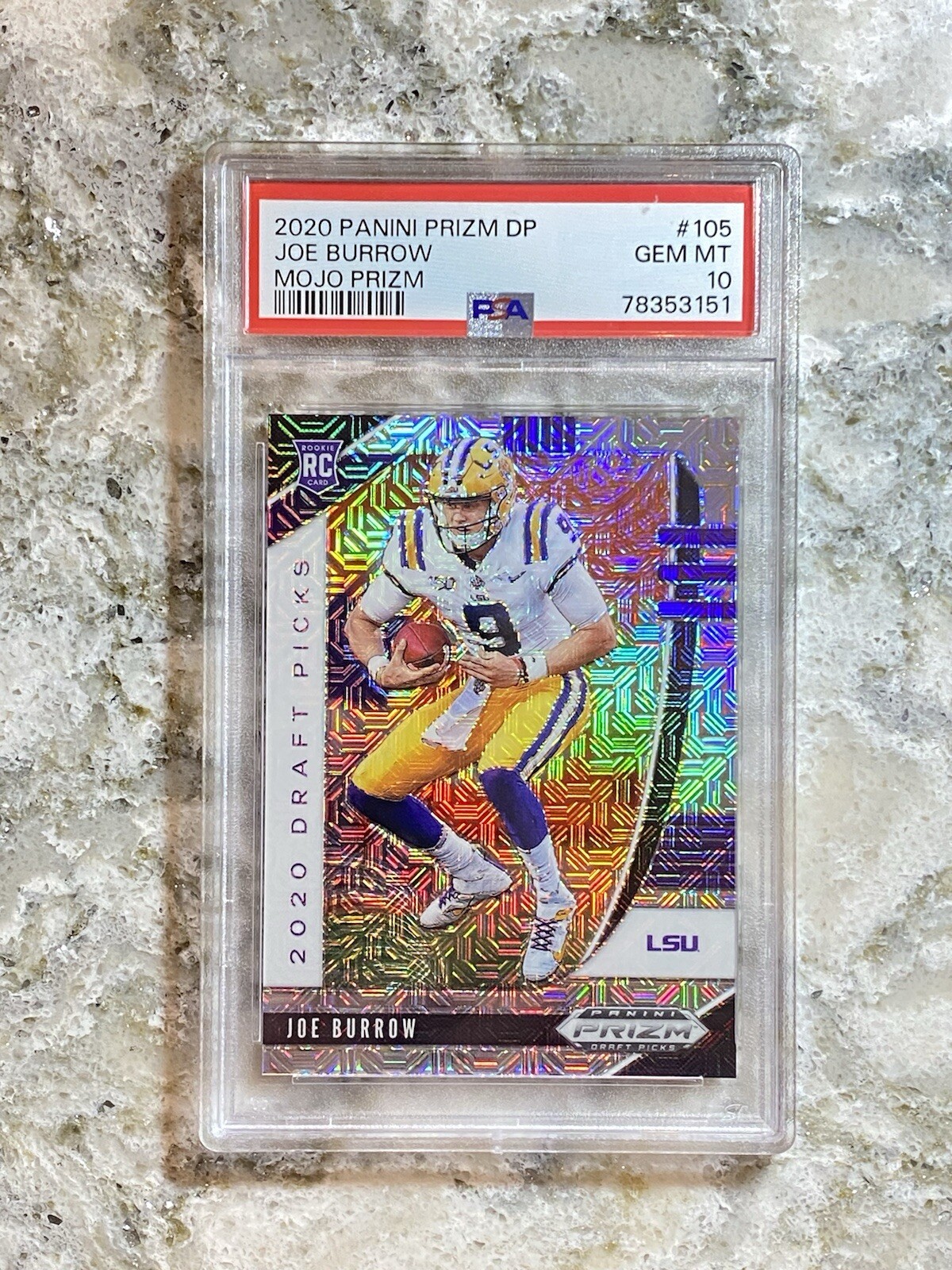 Joe Burrow 2020 Panini Prizm Draft Picks DP Mojo Prizm Rookie Card RC /49 PSA 10