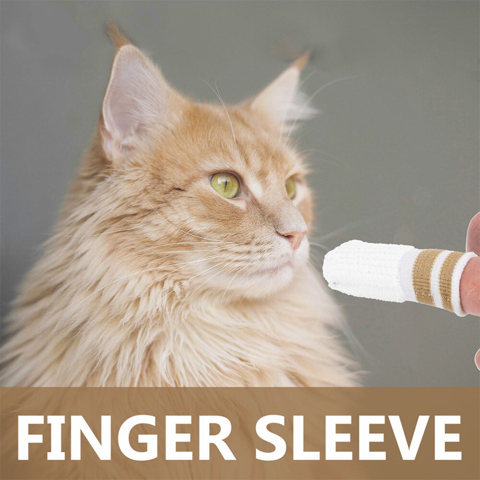 3 Pcs White Nylon Pet Cleaning Finger Cots Cat Tooth Brush Dogs