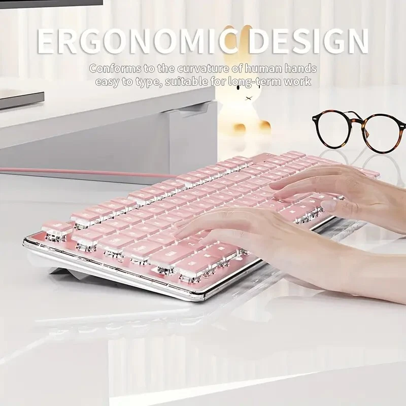 EWEADN GX710S - Wired LED-Backlit Silent Ergonomic Keyboard, UK QWERTY Layout - Image 3 of 4