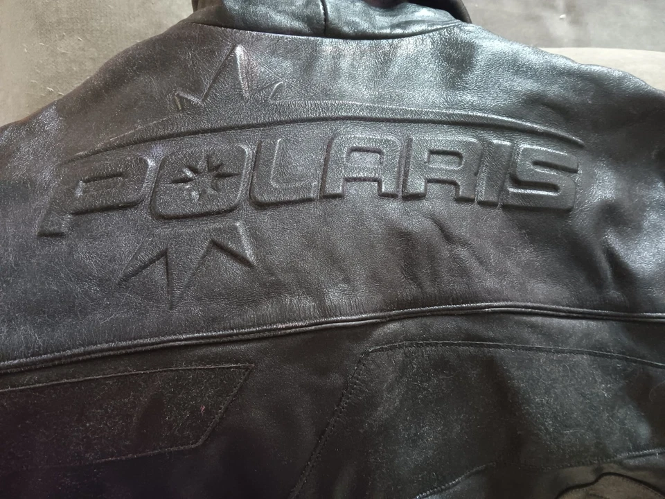 Polaris Indy XLT Leather Hein Grienke Racing Jacket Rare Purple On Black Medium - Image 2 of 4