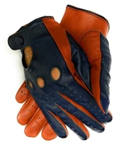 Men's Hand Made Genuine Leather Driving Gloves with Knuckle Holes