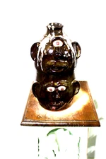 harold ferguson pottery, DOUBLE face jug, folk art 12''x7''