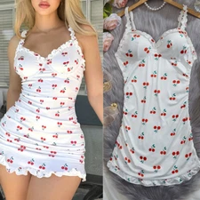 Women's Sexy Nightdress Halter Sleepwear Lace Nighty Babydoll Nightwear G-string