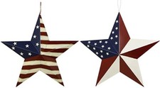 Metal Barn Star Patriotic Hanging Wall Decor, American Flag Metal Star 21"  22"