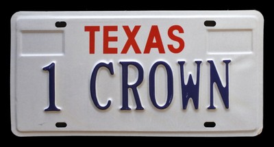 TXS VANITY LICENSE PLATE '' 1 CROWN '' KING QUEEN ROYAL IMPLANT DENTIST DDS TOOTH