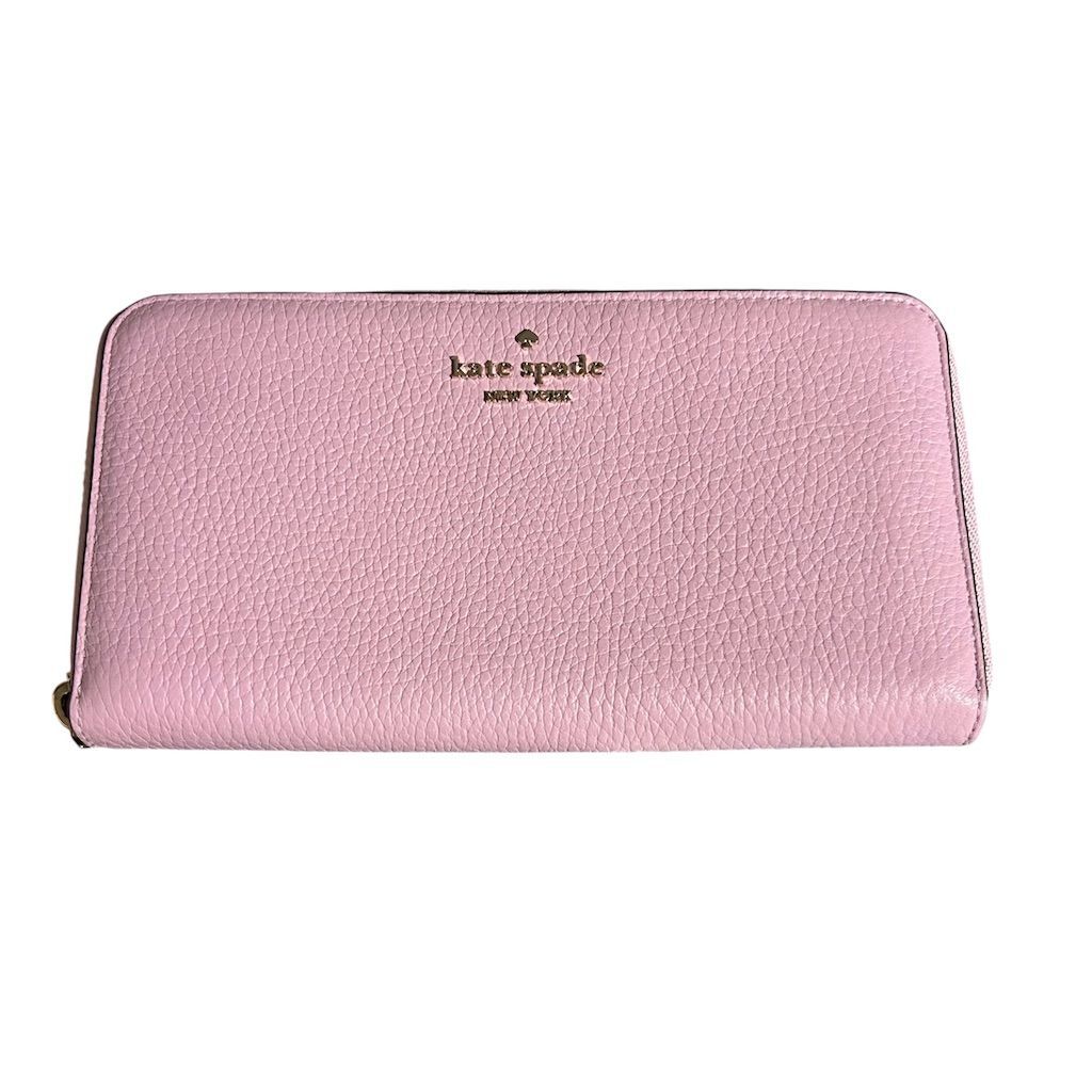 Kate Spade Leila Large Zip-Around Wallet Pink Pebbled Leather | eBay