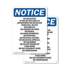  2 Pack No Soliciting If You Do Not Have OSHA Notice Sign Decal Metal Plastic