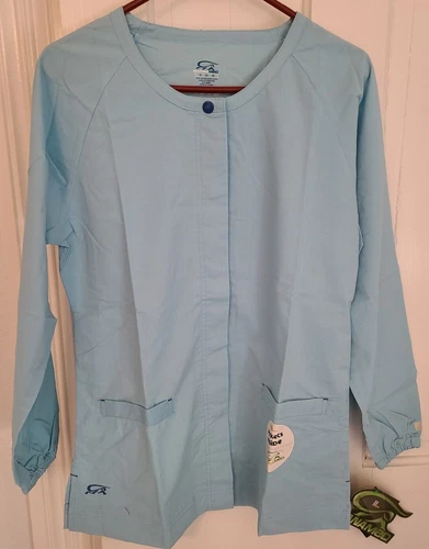 NWT Iguana Med Scrubs Snap Jacket Medium Iced Blue - product listing photo