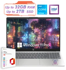 2025 HP Laptop Computer 15 Office 2024 FHD 8-Core Intel i3 Upto 32GB RAM 2TB SSD