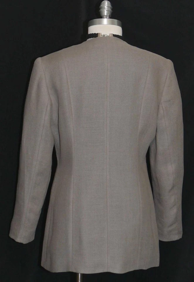 MARRÓN ~ LINO Alemán Mujer Ajustado Deporte Montar Verano Vestido Traje CHAQUETA 40 6 8 S Foto 3 de 4