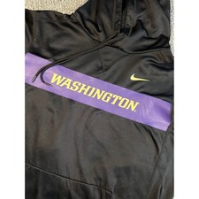 Nike Washington Huskies Hoodie Mens Black Purple Therma-FIT Pullover Sweatshirt