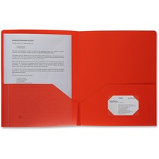 Business Source BSN20881 2-Pocket Poly Portfolio Red 30 Sheet