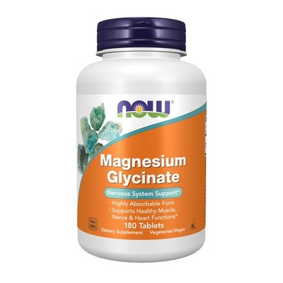 NOW Foods Supplements, Magnesium Glycinate 180 Count (Pack of 1), Off White 