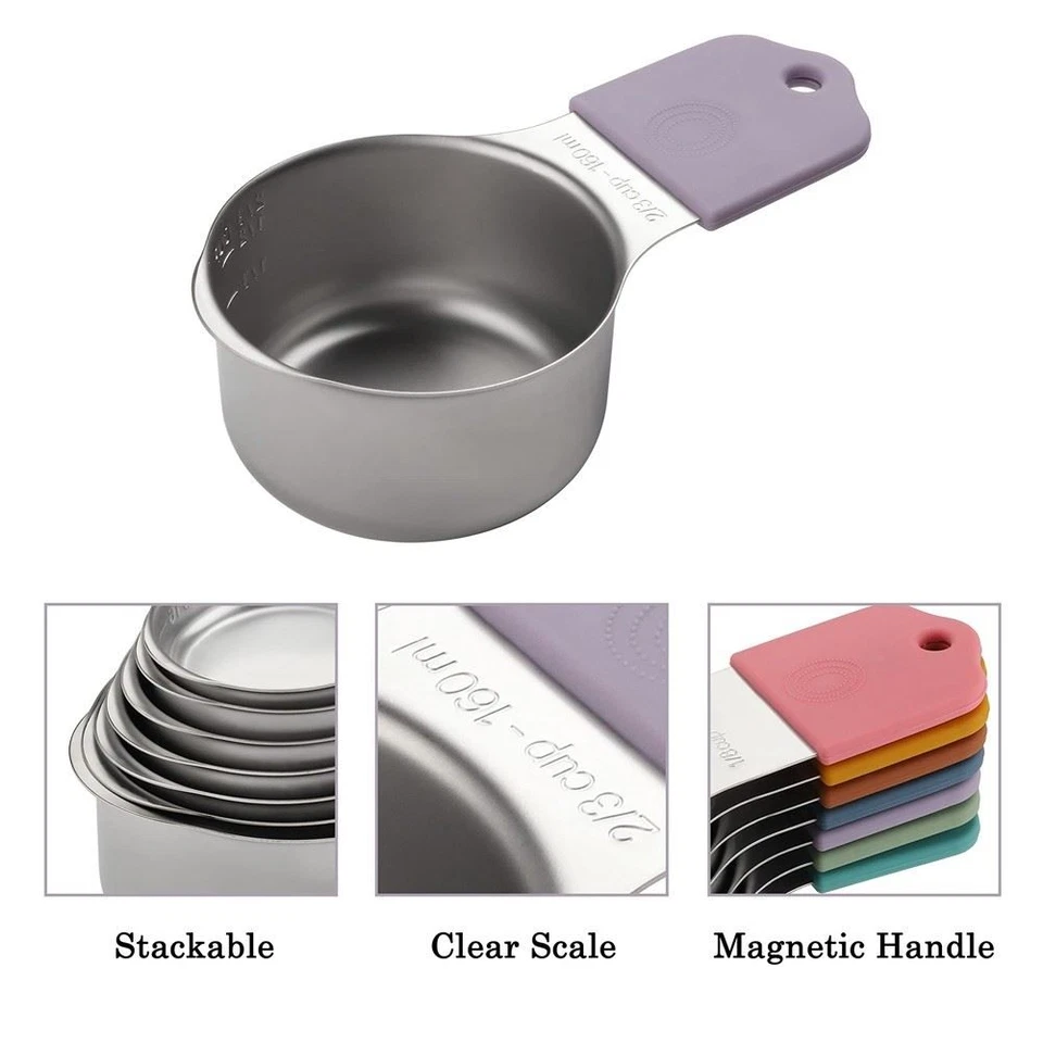 Acciaio Inox Tazze di Misurazione per a Secco E Liquido Ingredienti (Multicolore - Immagine 4 di 4