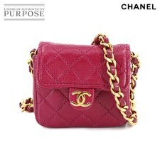 Item CHANEL Mini Mini Matelass Chain Shoulder Bag Leather Wine Red Gold Hardwar