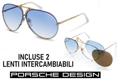 Porsche Design Aviator Titanium Herren Damen Sonnenbrille P8478 Gläser Blau