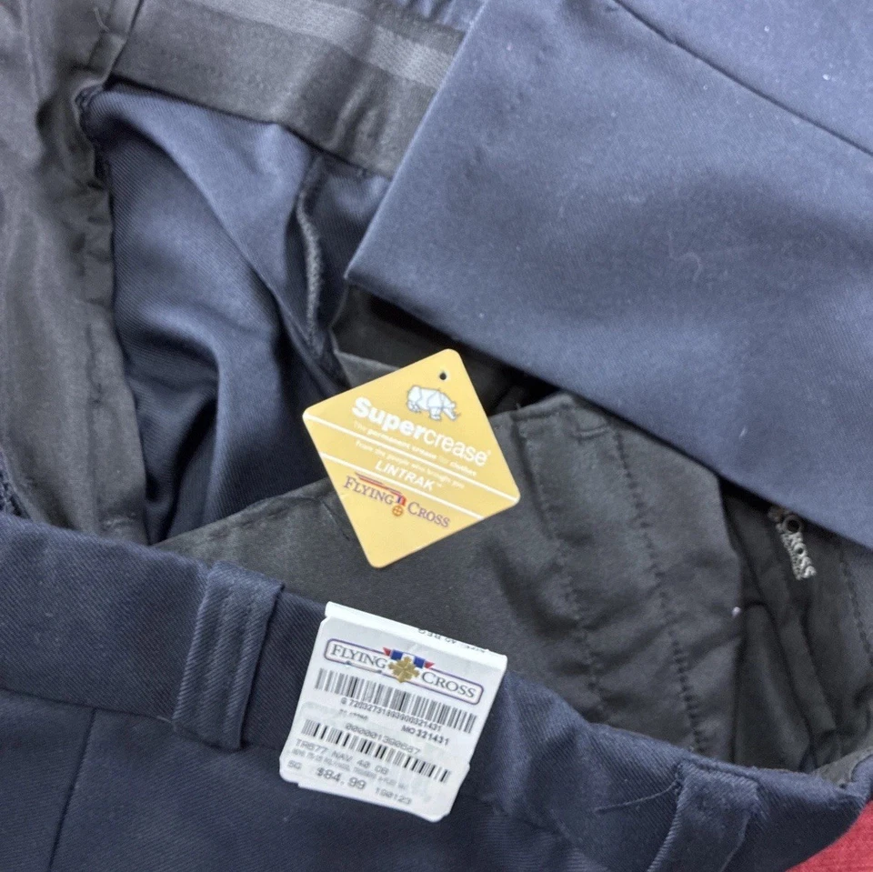 Flying Cross Mens Polyester Uniform Trousers Pants  40Wx37L Black Hemmed Zipper - Image 2 of 4