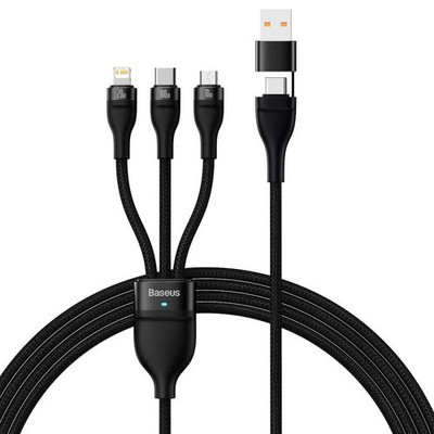 Kabel Baseus 3in1 USB-C / iPhone / MicroUSB Lade und Datenkabel Schwarz