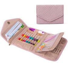 MYBAGZING Crochet Hook Case - Foldable Organizer - Knitting 7 Inches, Pink