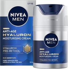 NIVEA MEN Anti-Age Hyaluron SPF15 Moisturising Cream 50ml Anti-Wrinkle Face C UK