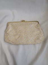 Vintage 1950s Sparkly Coin Change Purse Gold Tone Frame Pink Satin Lined 4 x 7.5