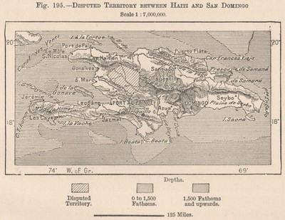 Umstritten Terr. Haiti Santo Domingo. Hispaniola. Hispaniola 1885 alte Karte