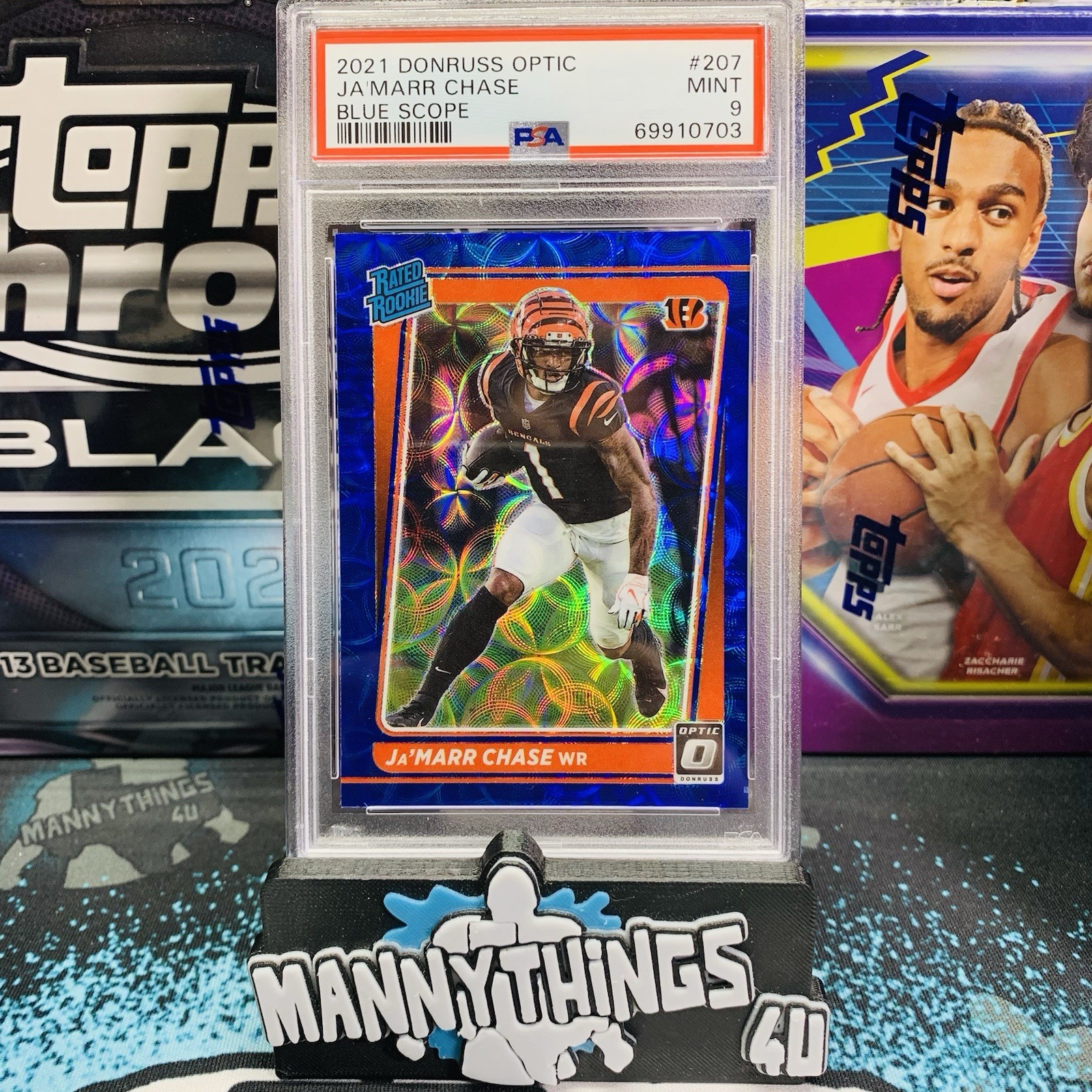 2021 Panini Donruss Optic JaMarr Chase Blue Scope RC Rated Rookie #207 PSA 9 🔥