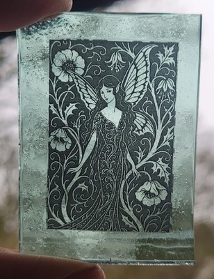 Stained glass fairy goddess piece kiln fired green antique fantasy art fairies