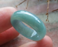 Video Certified Icy Green Natural A JADE Jadeite Circle RING USA. 9.5    203995