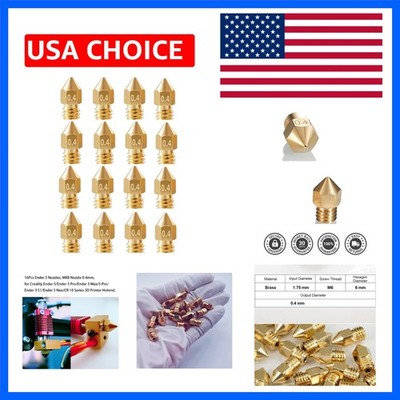 16Pcs Ender 3 Nozzles 0.4mm, MK8 Extruder Nozzles 0.4mm Compatible for Creali...