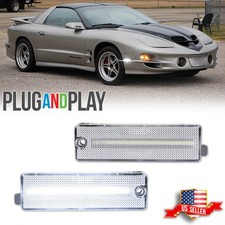 2X Clear White LED Front Bumper Side Marker Light For 1998-2002 Pontiac Firebird